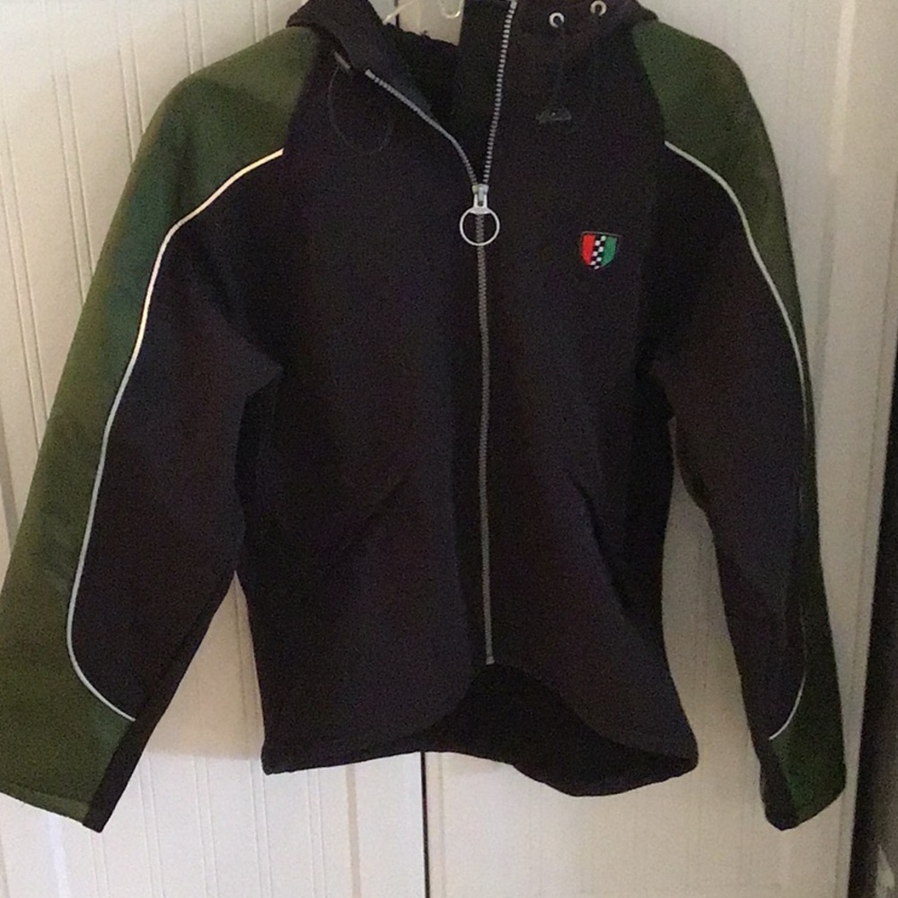 Corazzo ladies moto jacket. Removable arm armor. Hood and arm vents. Sz small